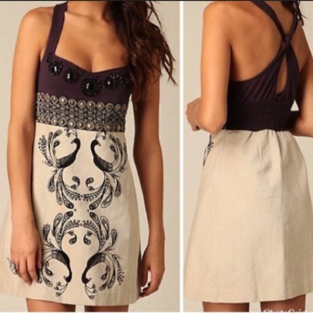 6 Free People Suede Embellished Peacock Dress